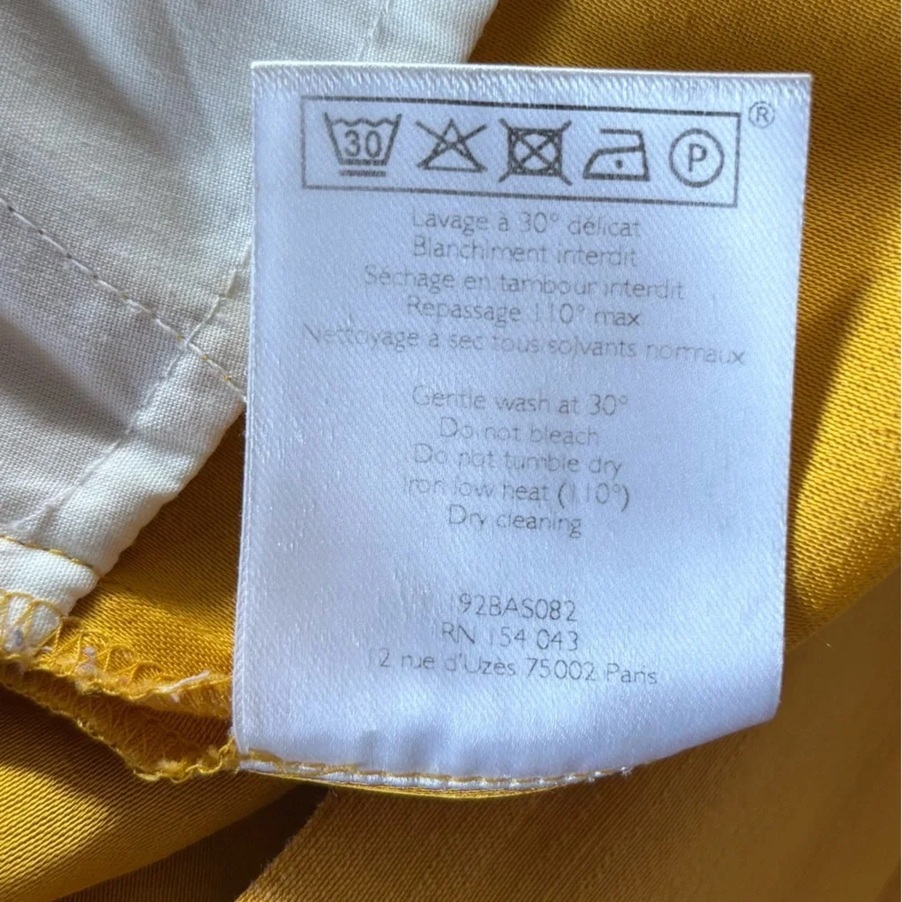 Sezane Georges Dress Pants Tailored Pleated Linen Mustard Yellow Size 8 Fr 40